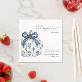 リトルカボチャの方法で男の子の赤ちゃんシャワー青い弓 スタンダードカクテルナプキン (インサイチュ)