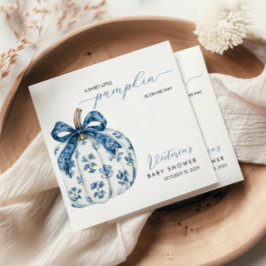 リトルカボチャの方法で男の子の赤ちゃんシャワー青い弓 スタンダードカクテルナプキン