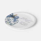 リトルカボチャの方法で男の子の赤ちゃんシャワー青い弓 ペーパープレート (アングル)