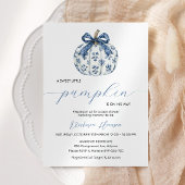 リトルカボチャの方法で男の子の赤ちゃんシャワー青い弓 招待状