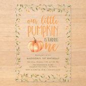 リトルカボチャの最初の誕生日パーティー アクリル招待状 (正面)