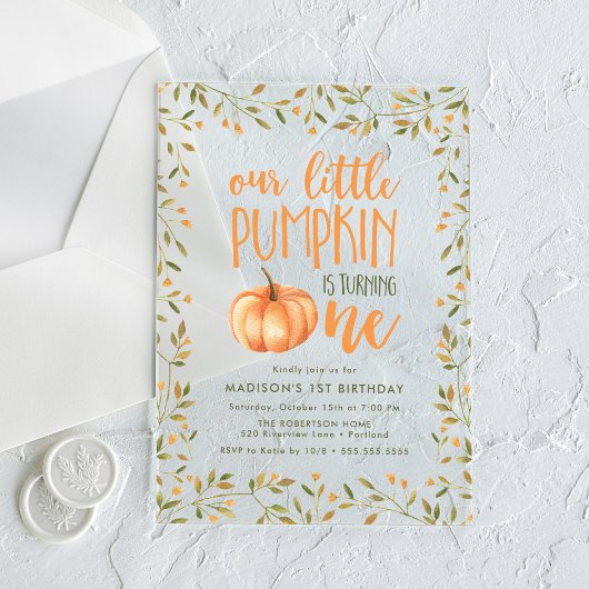 リトルカボチャの最初の誕生日パーティー アクリル招待状