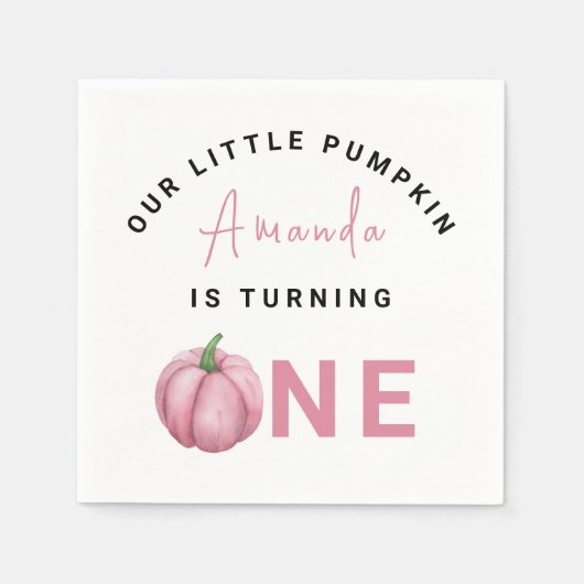 リトルカボチャの最初の誕生日パーティー スタンダードカクテルナプキン (正面)