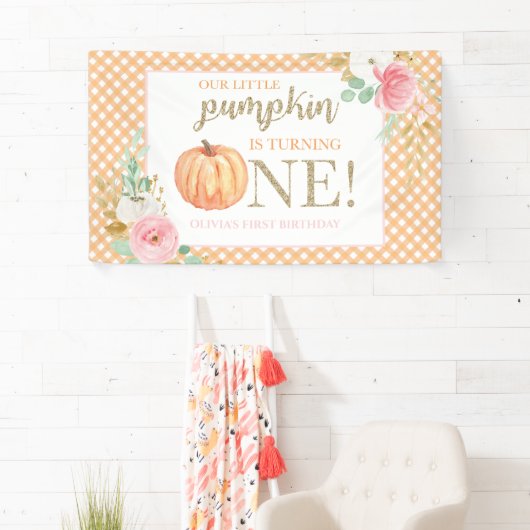 リトルカボチャの最初の誕生日フローラとプレイド 横断幕 (インサイチュ)