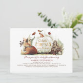 リトルカボチャの森の動物秋赤ちゃんシャワー 招待状 (スタンド正面)