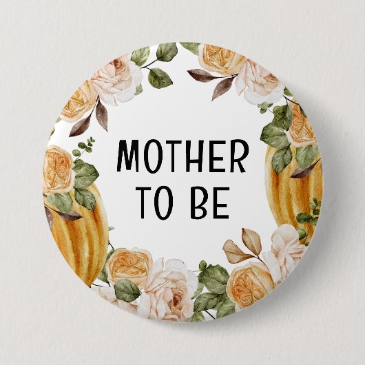 リトルカボチャの母は秋の赤ちゃんシャワー 缶バッジ (正面)