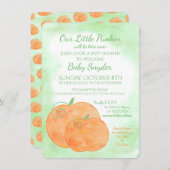 リトルカボチャの水の色ハロウィンベビーシャワー 招待状 (正面/裏面)