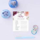 リトルカボチャの水色のフローラ赤ちゃんシャワーゲーム チラシ (シングル)