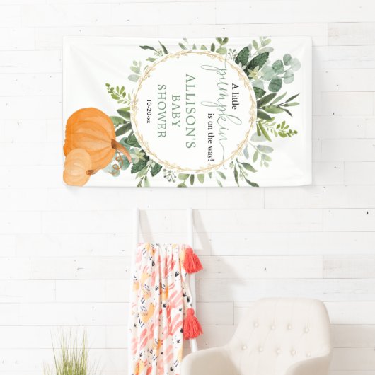 リトルカボチャの途中秋の赤ちゃんシャワー背景 横断幕 (インサイチュ)