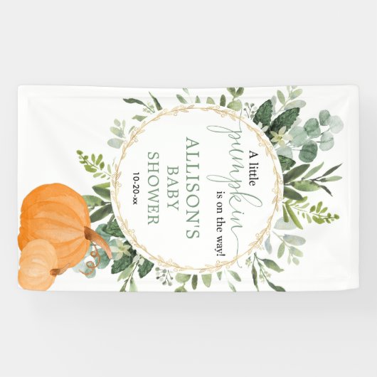 リトルカボチャの途中秋の赤ちゃんシャワー背景 横断幕 (横)