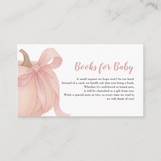 リトルカボチャの道ピンクの本のベビー エンクロージャーカード (正面)