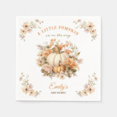 リトルカボチャはニュートラルな赤ちゃんシャワーの途中にある スタンダードカクテルナプキン (正面)