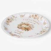 リトルカボチャはニュートラルな赤ちゃんシャワーの途中にある ペーパープレート (アングル)