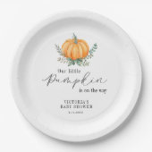 リトルカボチャはベビーシャワーの途中にある ペーパープレート (正面)
