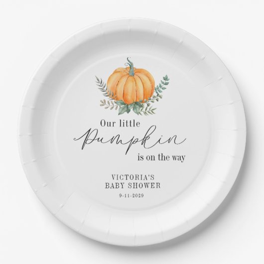 リトルカボチャはベビーシャワーの途中にある ペーパープレート (正面)
