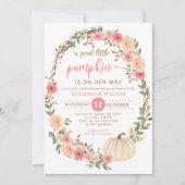 リトルカボチャは彼女の方法で秋ベビーシャワーinv 招待状 (正面)