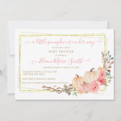 リトルカボチャは彼女の方法ピンクの赤ちゃんシャワーinv 招待状 (正面)