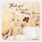 リトルカボチャは秋の赤ちゃんシャワーの途中にある スクエアシール (正面)