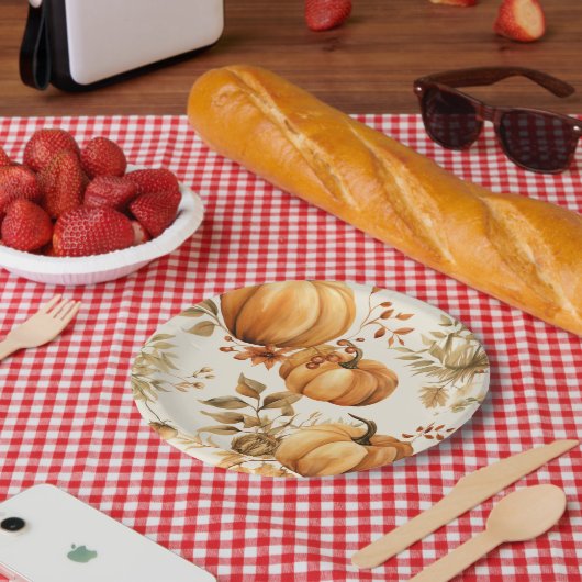 リトルカボチャは秋の赤ちゃんシャワーの途中にある ペーパープレート (ピクニック)