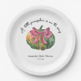 リトルカボチャは秋の赤ちゃんシャワーの途中にある ペーパープレート