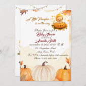 リトルカボチャは秋の赤ちゃんシャワーの途中にある 招待状 (正面/裏面)