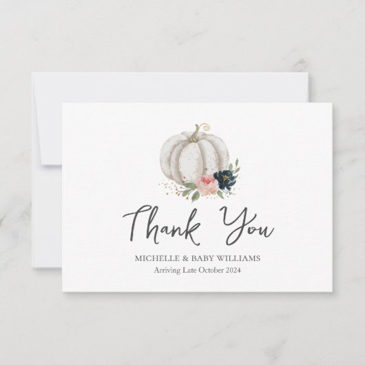 リトルカボチャは赤ちゃんシャワーありがとう サンキューカード (正面)