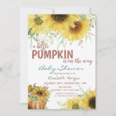 リトルカボチャひまわり、ドット赤ちゃんシャワー 招待状 (正面)