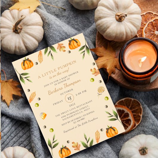 リトルカボチャエレガントハロウィーンテーマベビーシャワー シーズンカード