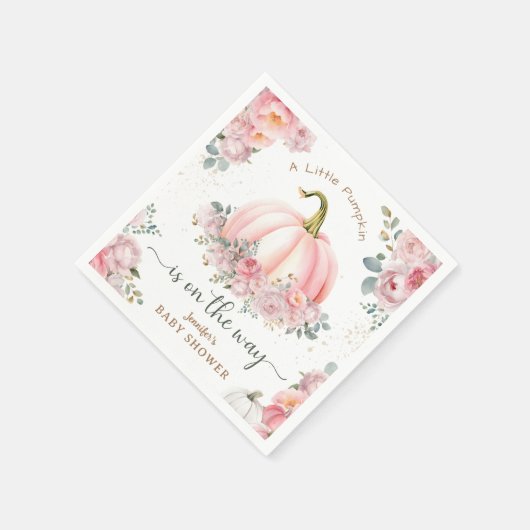 リトルカボチャオンザウェイピンク秋赤ちゃんシャワー スタンダードカクテルナプキン (角)