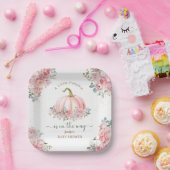 リトルカボチャオンザウェイピンク秋赤ちゃんシャワー ペーパープレート (パーティー)