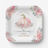 リトルカボチャオンザウェイピンク秋赤ちゃんシャワー ペーパープレート (正面)