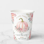 リトルカボチャオンザウェイピンク秋赤ちゃんシャワー 紙コップ (裏面)