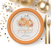 リトルカボチャオンザウェイ秋フローラベビーシャワー ペーパープレート