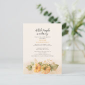 リトルカボチャオンザウェイ秋ベビーシャワー インビテーションポストカード (スタンド正面)