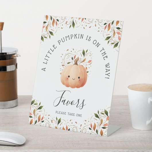 リトルカボチャオンザウェイ秋ベビーシャワー 台座サイン (インサイチュ)