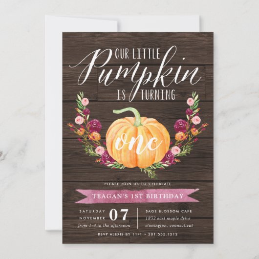 リトルカボチャカスタムンエイジ誕生日パーティー 招待状 (正面)