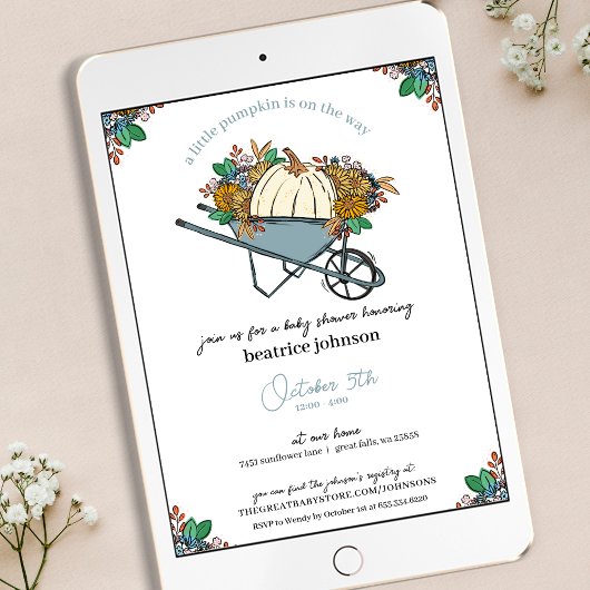 リトルカボチャカントリーガーデンベビーシャワー 招待状