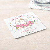 リトルカボチャガールベビーシャワー スクエアペーパーコースター (アングル)