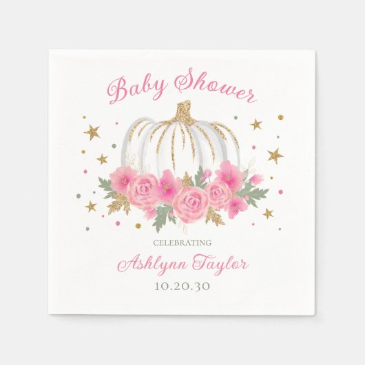 リトルカボチャガールベビーシャワー スタンダードカクテルナプキン (正面)