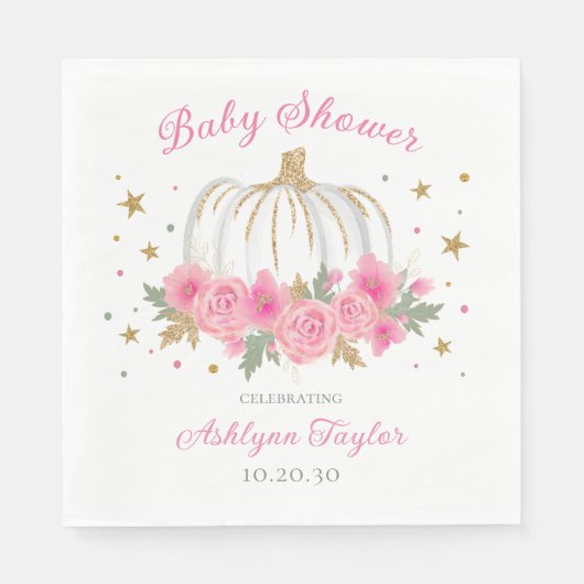 リトルカボチャガールベビーシャワー スタンダードランチョンナプキン (正面)