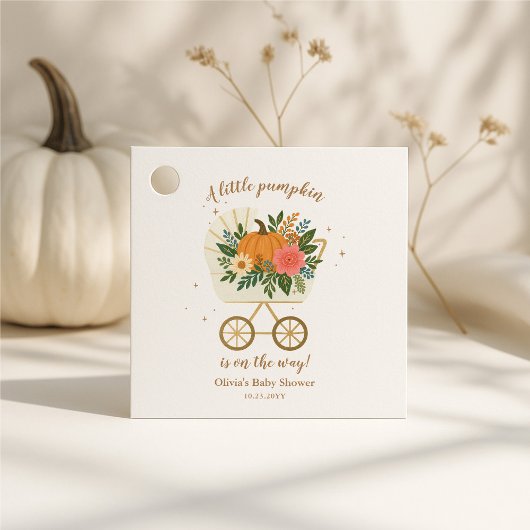 リトルカボチャガールベビーシャワー フェイバータグ