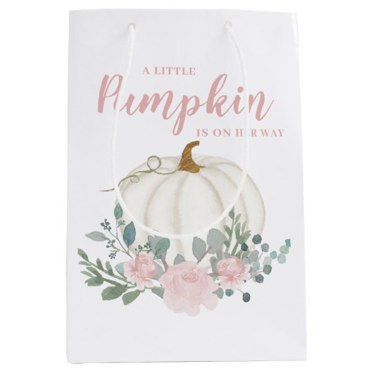 リトルカボチャガールベビーシャワー ミディアムペーパーバッグ (正面)