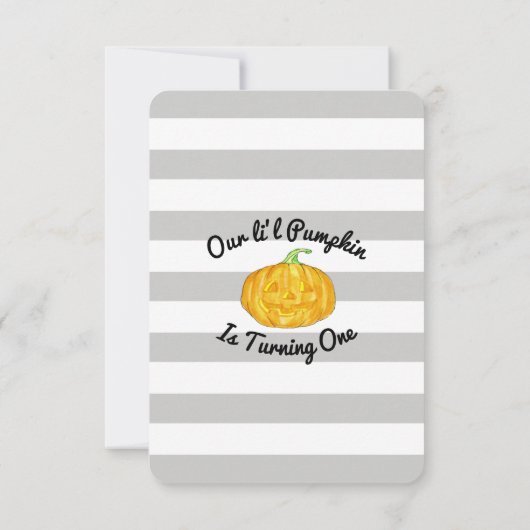 リトルカボチャストライプグレイ誕生日小 招待状 (裏面)