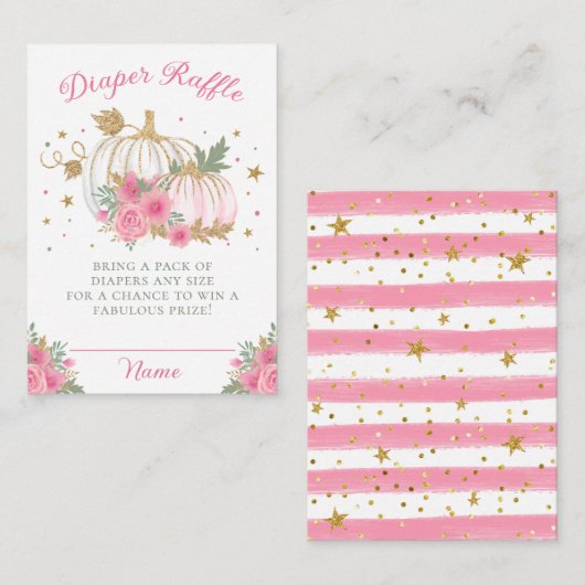 リトルカボチャツインガールベビーシャワーおむつラッフル エンクロージャーカード (正面/裏面)