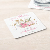 リトルカボチャツインガールベビーシャワー スクエアペーパーコースター (アングル)