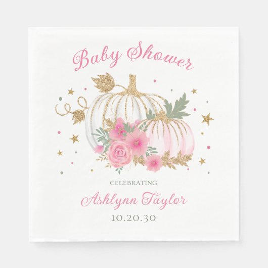 リトルカボチャツインガールベビーシャワー スタンダードランチョンナプキン (正面)