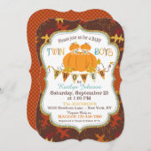 リトルカボチャツインボーイズ紅葉ベビーシャワー 招待状 (正面/裏面)