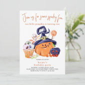リトルカボチャハローウィンパーティフード1st誕生日 招待状 (スタンド正面)