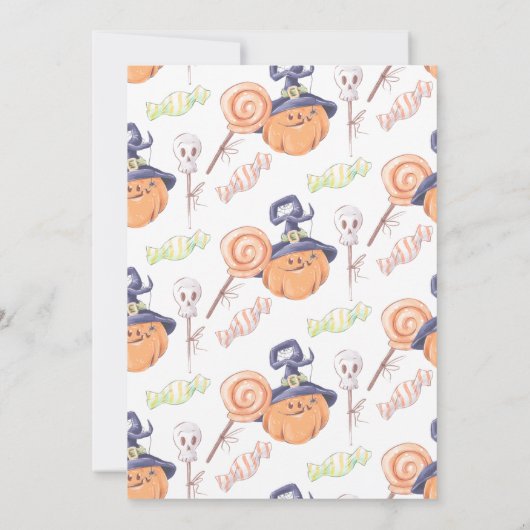リトルカボチャハローウィンパーティフード1st誕生日 招待状 (裏面)