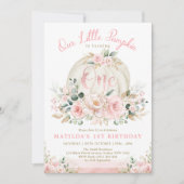 リトルカボチャバラ金ゴールドピンクフローラ1st誕生日 招待状 (正面)